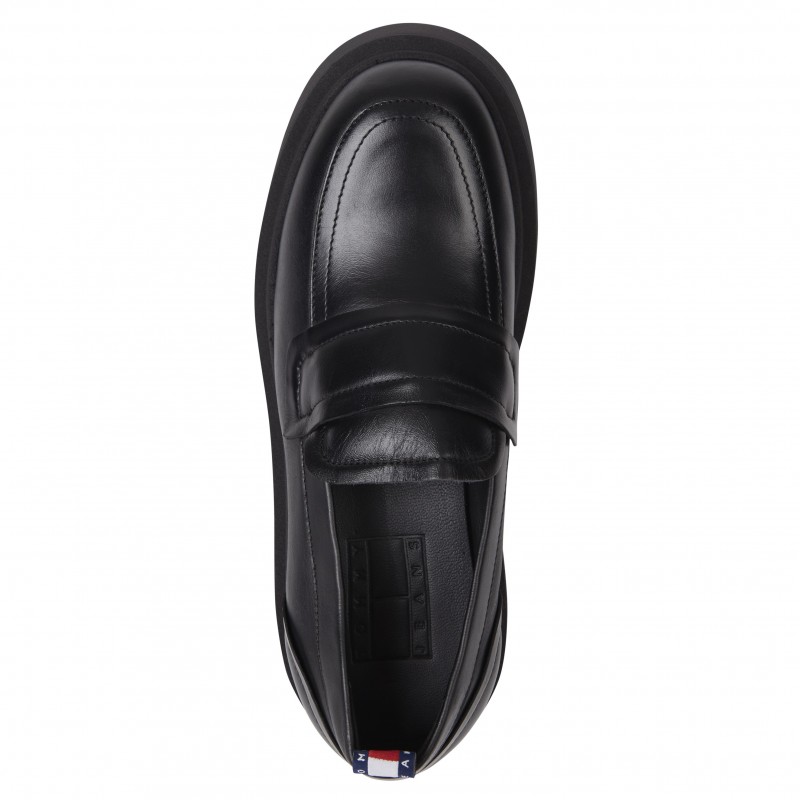 Μοκασίνια δερμάτινα με τρακτερωτή σόλα TJW AVA Black Tommy Jeans