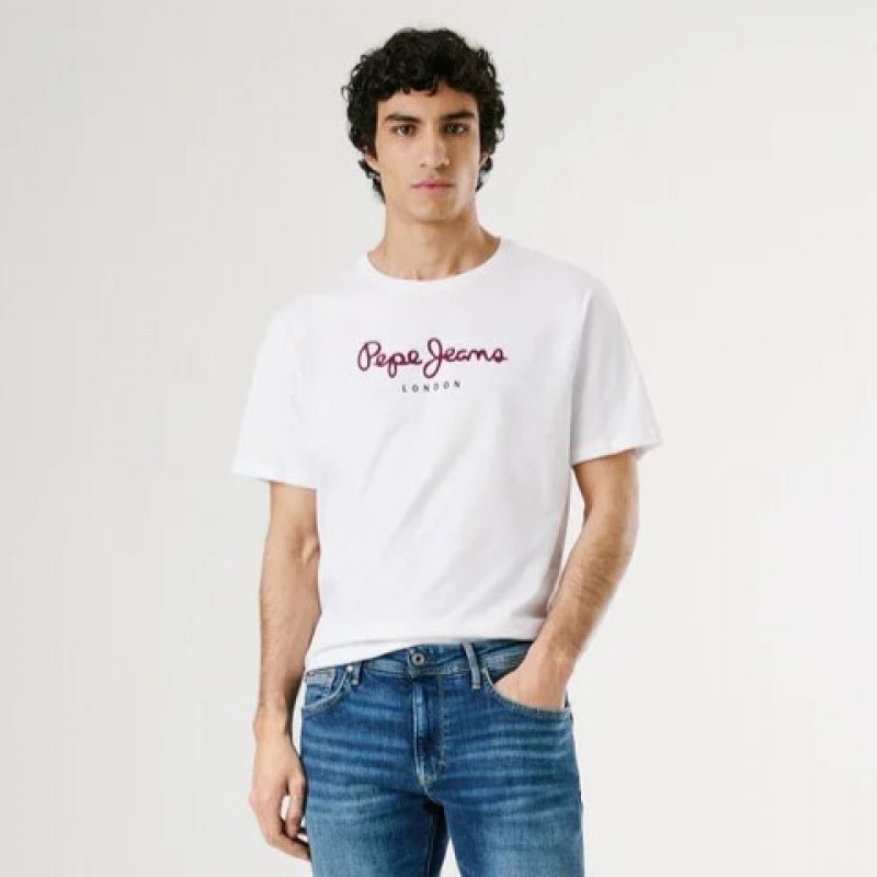 Μπλούζα με κοντό μανίκι Eggo White Pepe Jeans