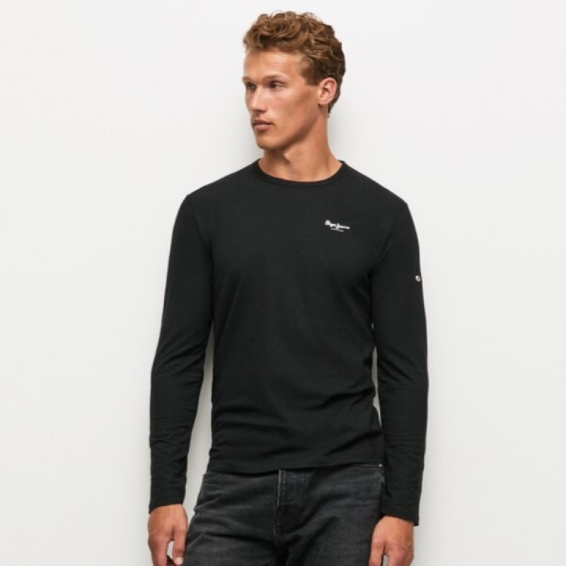 Μπλούζα με μακρύ μανίκι Original Basic Black Pepe Jeans
