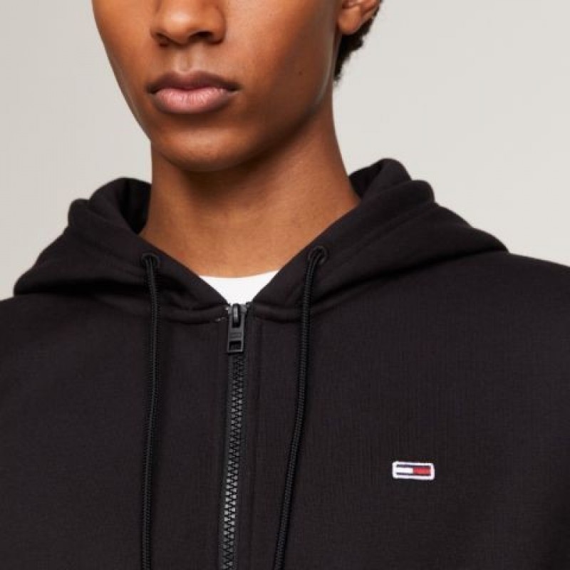 Ζακέτα φούτερ με κουκούλα TJM Reg Fleece Zip Black Tommy Jeans