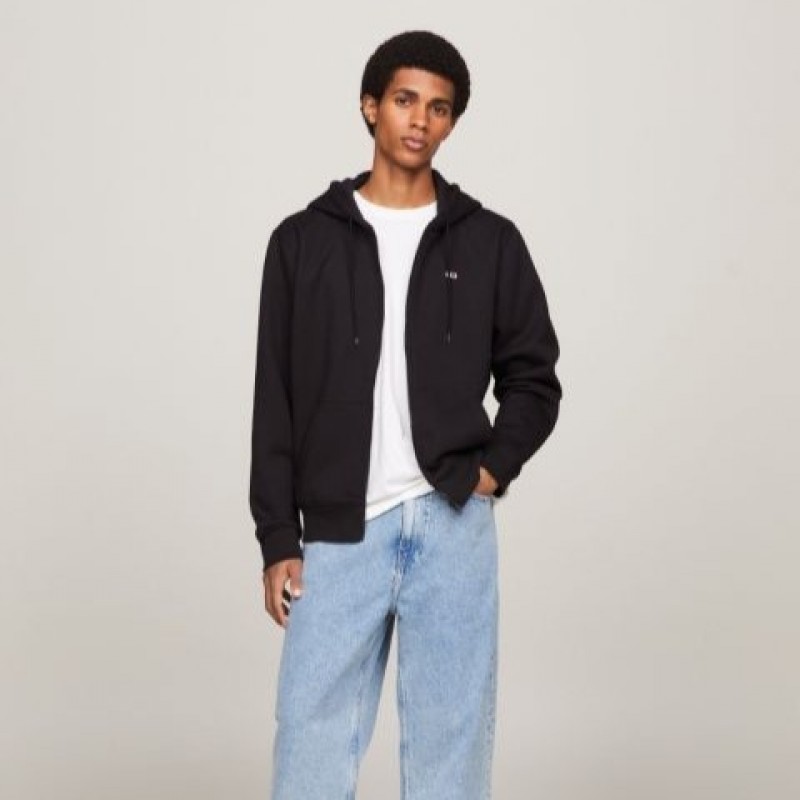 Ζακέτα φούτερ με κουκούλα TJM Reg Fleece Zip Black Tommy Jeans