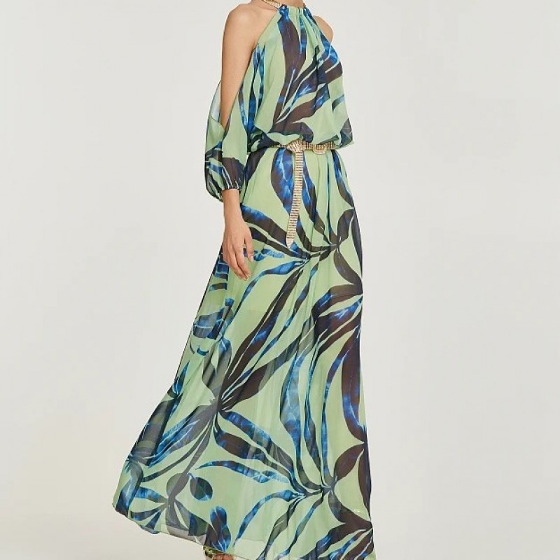 Φόρεμα Maxi με αλυσίδα στο λαιμό Green Lynne