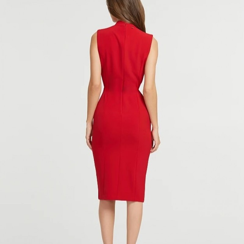 Midi dress with 'V' neck Red Lynne