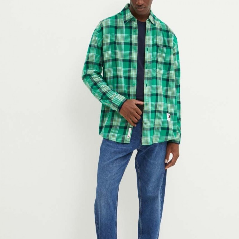 Πουκάμισο TJM Check Peached Green Malachite Tommy Jeans