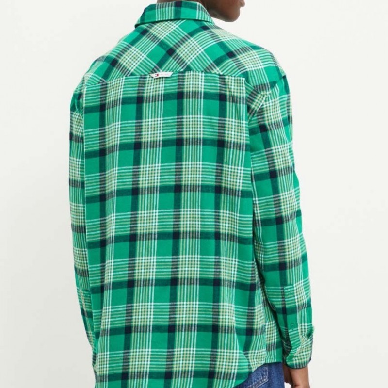 Πουκάμισο TJM Check Peached Green Malachite Tommy Jeans