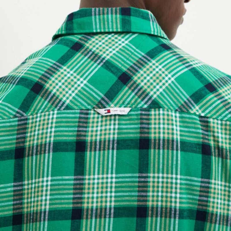 Πουκάμισο TJM Check Peached Green Malachite Tommy Jeans