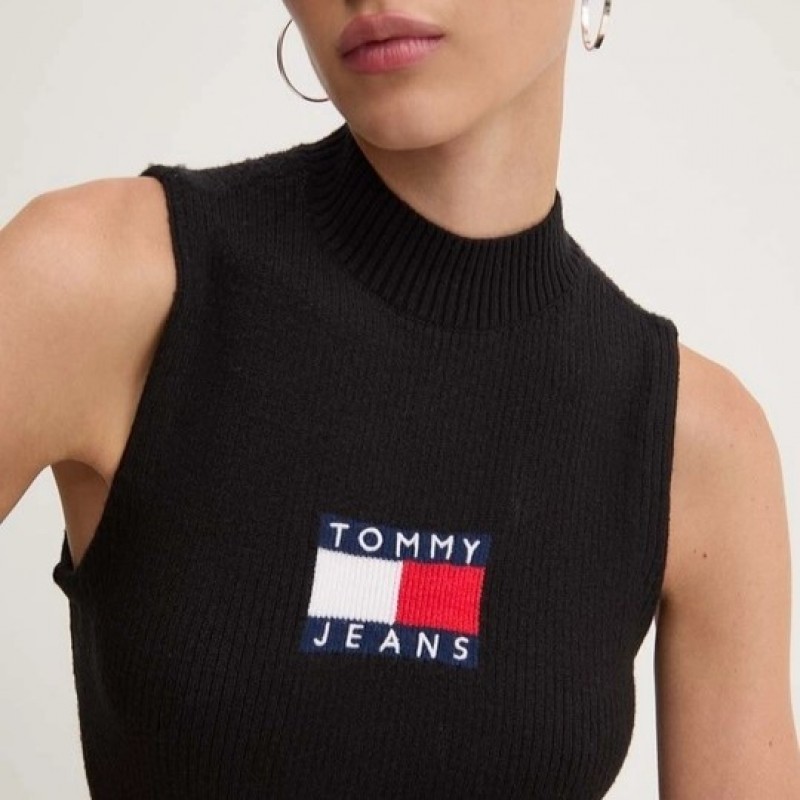 Φόρεμα πλεκτό TJW Center Flag Black Tommy Jeans
