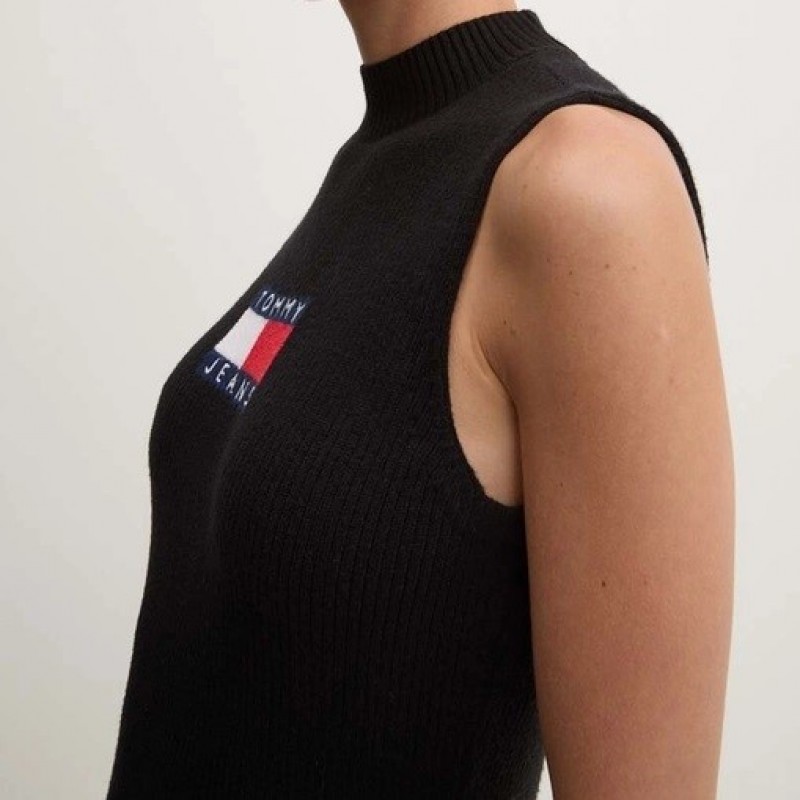 Φόρεμα πλεκτό TJW Center Flag Black Tommy Jeans