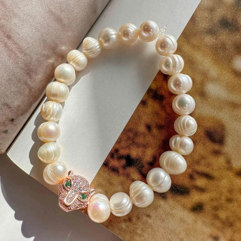 Bracelet with cultured pearls Cheetah Rose Gold Elephantina