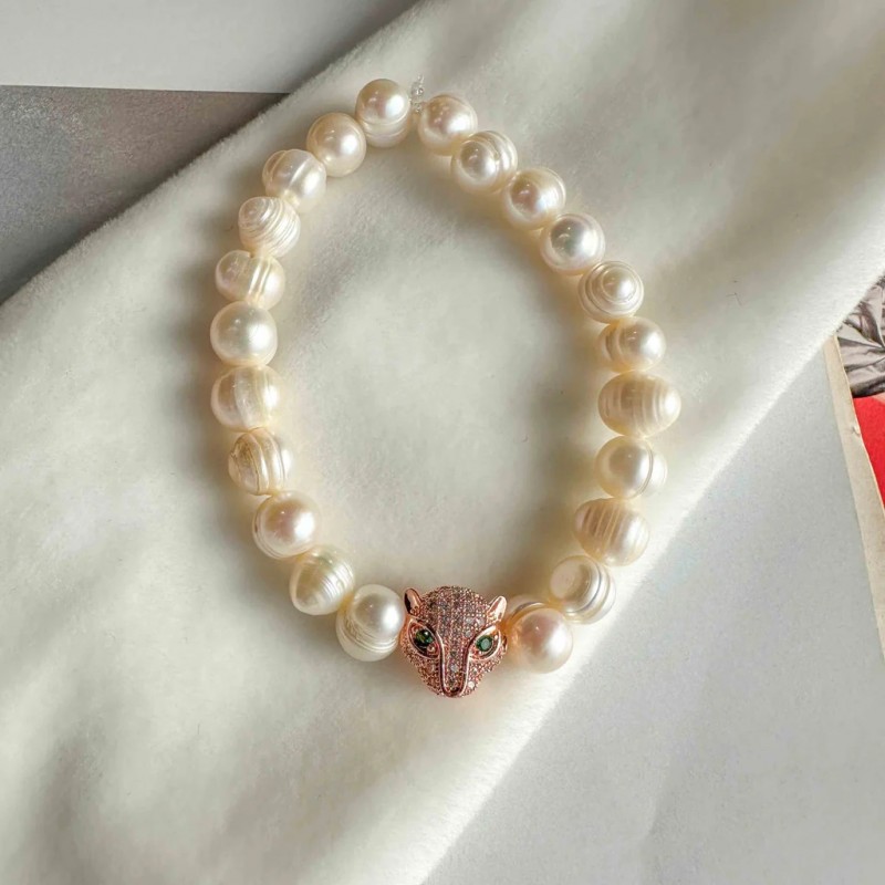 Bracelet with cultured pearls Cheetah Rose Gold Elephantina