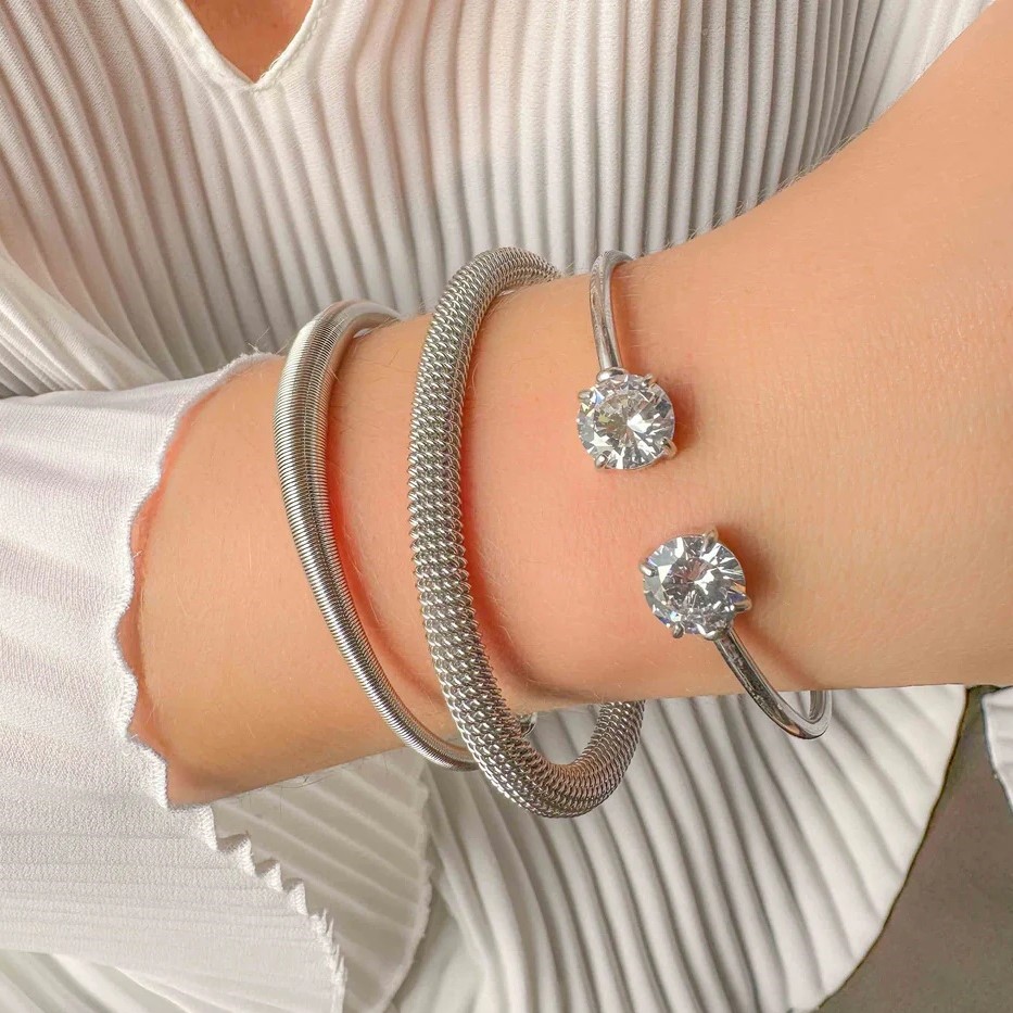 Βραχιόλι χειροπέδα Steel Wire Silver Elephantina