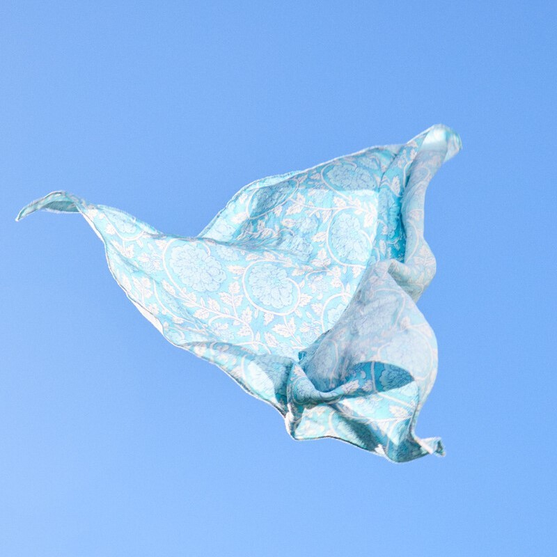 Scarf All over Floral print Nolatha Aqua Blue Pepe Jeans