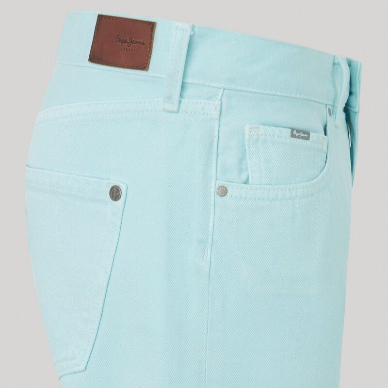 Shorts Straight Denim High Waist Aqua Blue Pepe Jeans