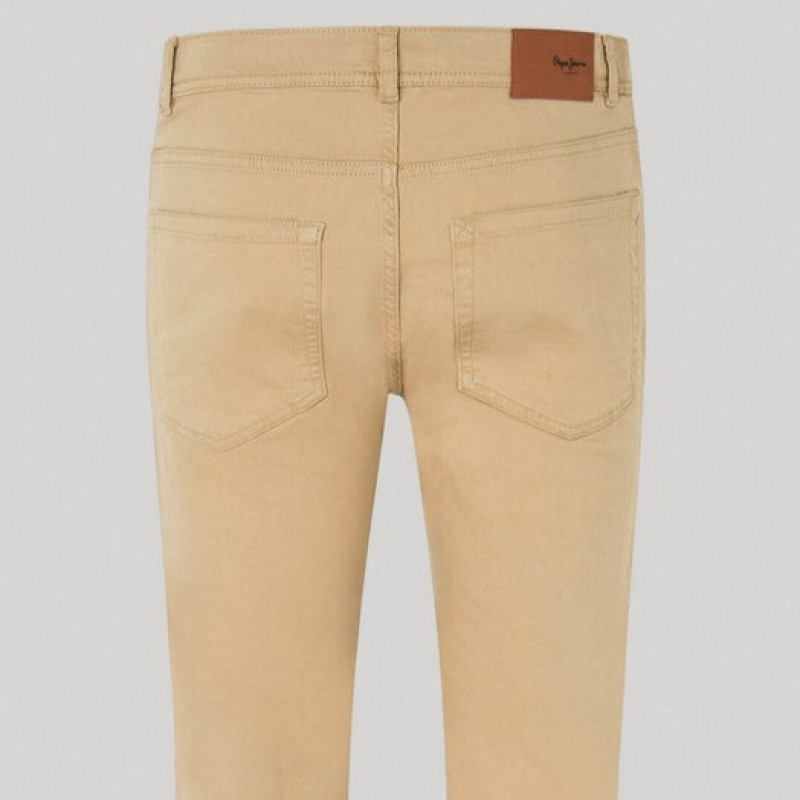Pant Skinny Five Pockets Khaki Brown Pepe Jeans