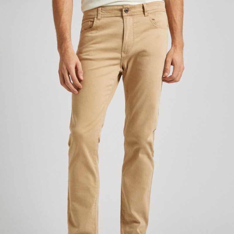 Pant Skinny Five Pockets Khaki Brown Pepe Jeans