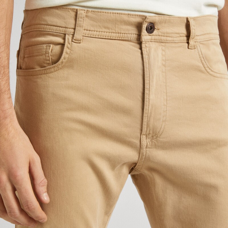 Pant Skinny Five Pockets Khaki Brown Pepe Jeans