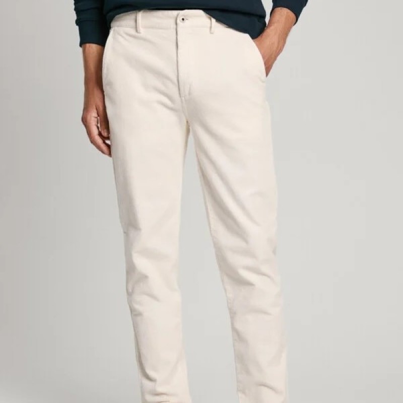 Παντελόνι Chino Slim Corduroy Ivory White Pepe Jeans