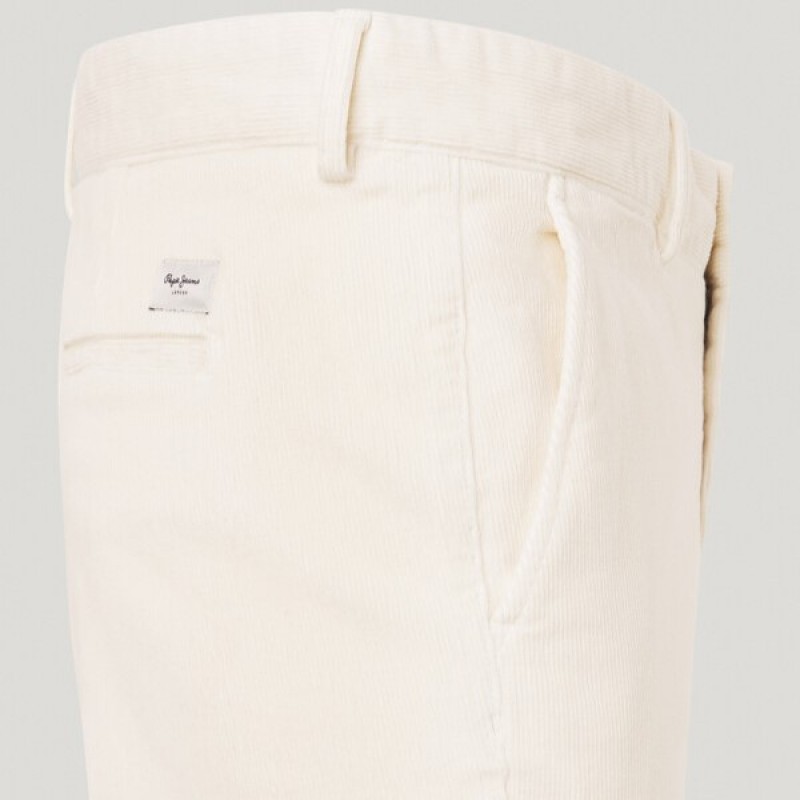 Παντελόνι Chino Slim Corduroy Ivory White Pepe Jeans