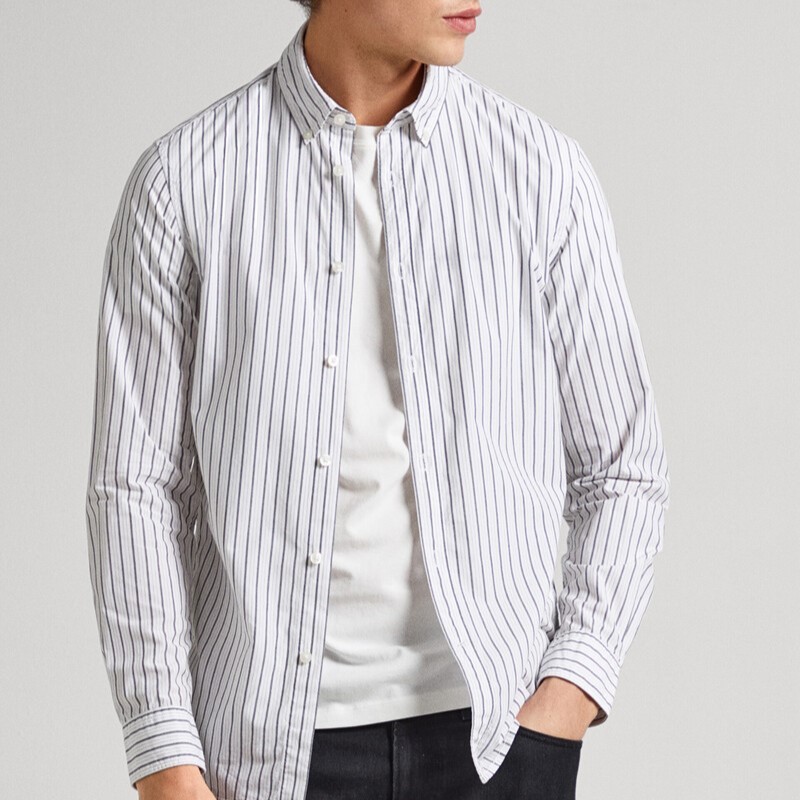 Πουκάμισο Slim Striped Peter White Pepe Jeans