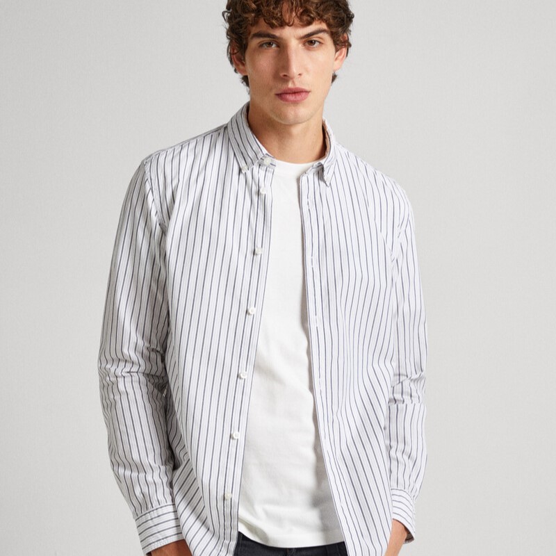 Πουκάμισο Slim Striped Peter White Pepe Jeans