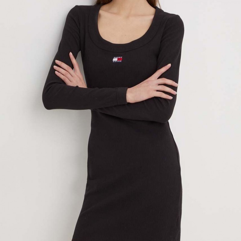 Φόρεμα Mini TJW Badge Rib Bodycon Black Tommy Jeans