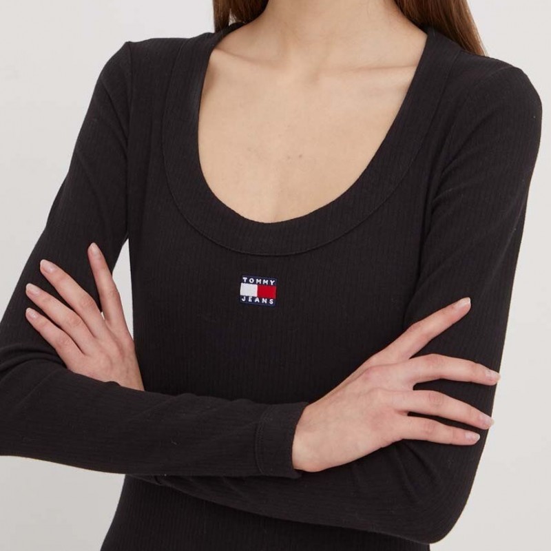 Φόρεμα Mini TJW Badge Rib Bodycon Black Tommy Jeans