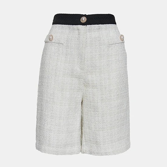 Βερμούδα Tweed με διακοσμητικές πέρλες Off White Lynne