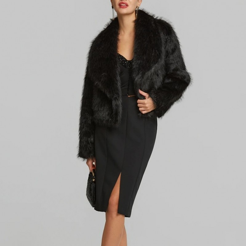 Γούνα κοντή faux σε mink όψη Black Lynne