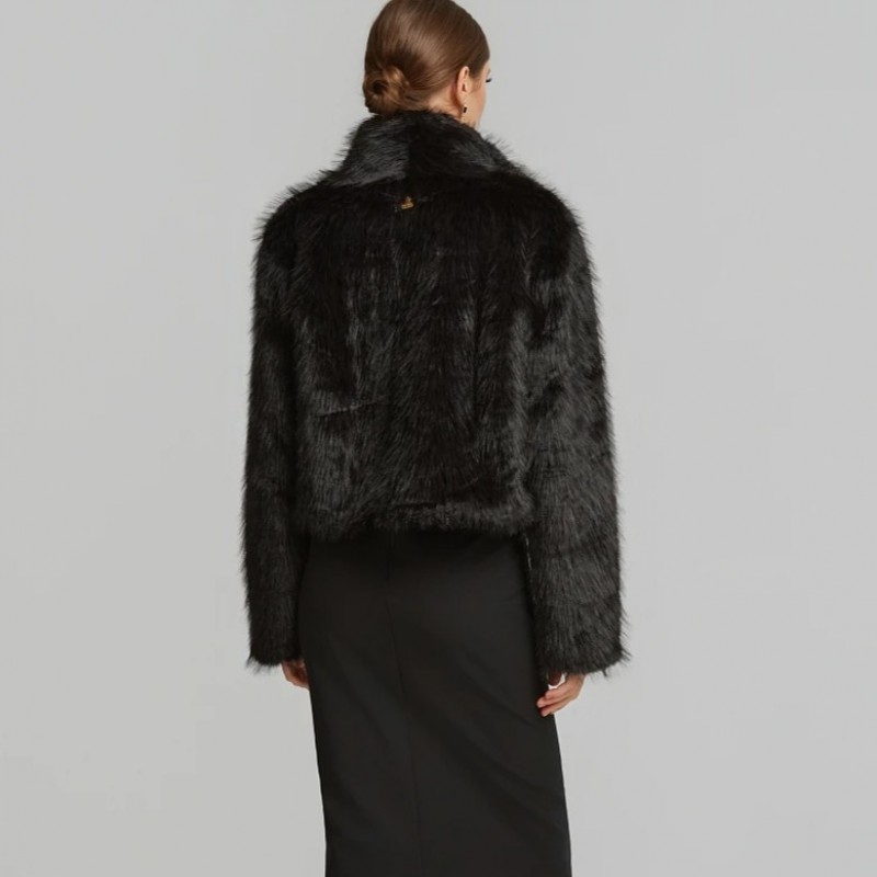 Γούνα κοντή faux σε mink όψη Black Lynne