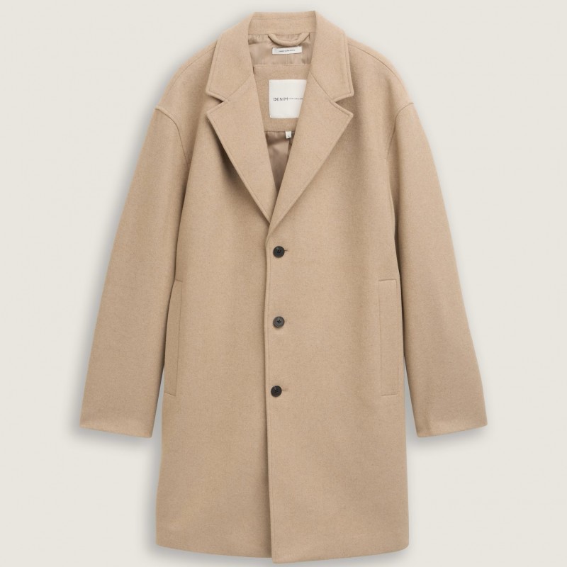 Παλτό wool blend Relaxed Beige Tom Tailor