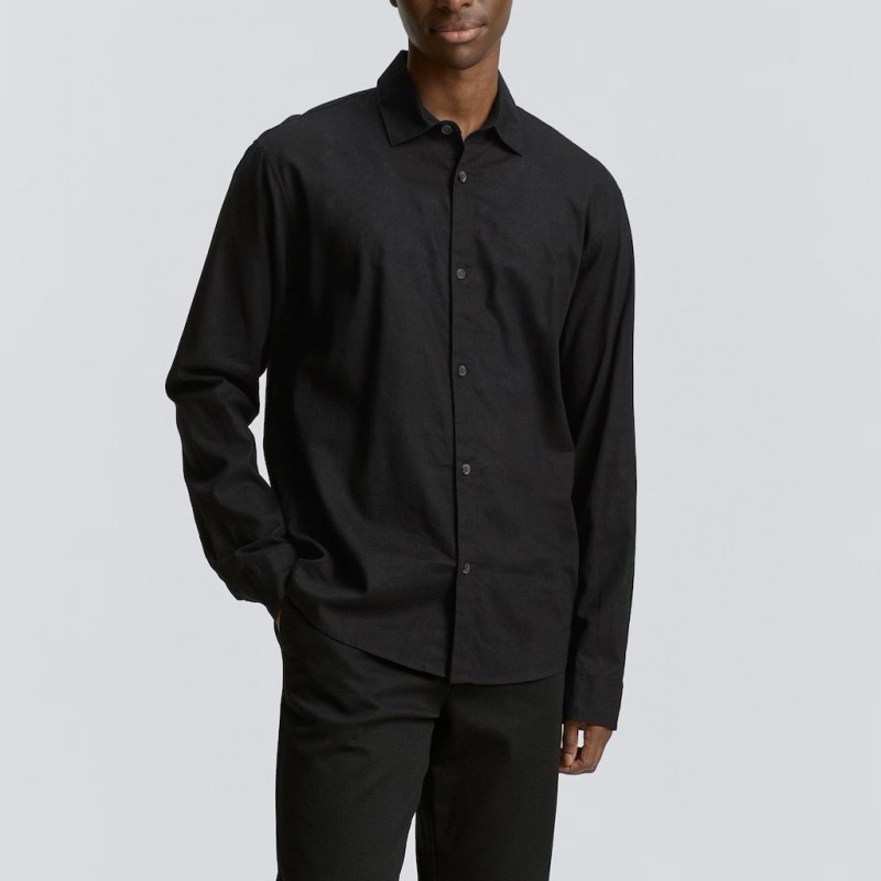 Πουκάμισο με μακρύ μανίκι λινό Black Tom Tailor