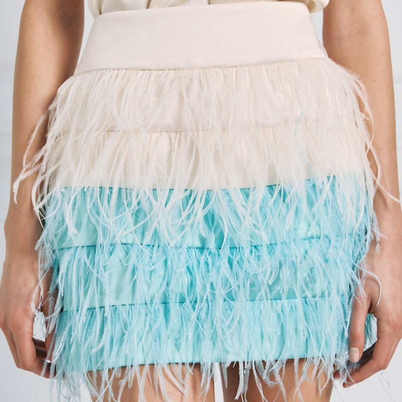 Two-tone skirt with feathers Aqua Access