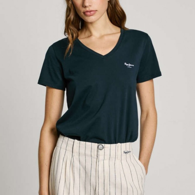 T-shirt Macy v-neck blue Pepe jeans