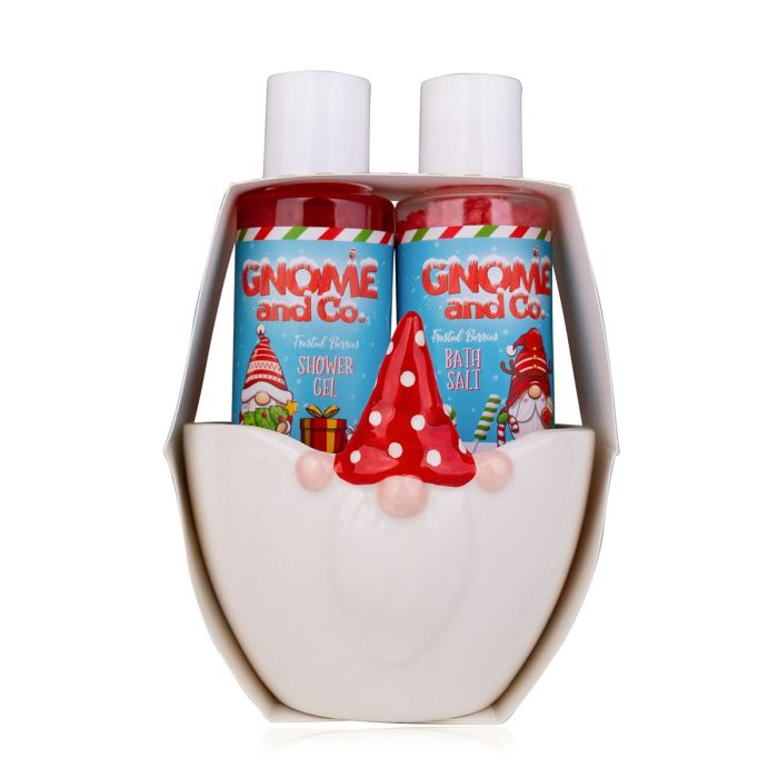 Bath set with shower gel in ceramic bowl