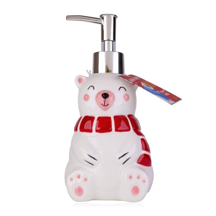 Peppermint Swirl Hand soap Polar Bear in ceramic dispenser