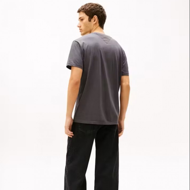 Μπλούζα με κοντό μανίκι TJM Reg Linear Logo Whashed grey Tommy Jeans