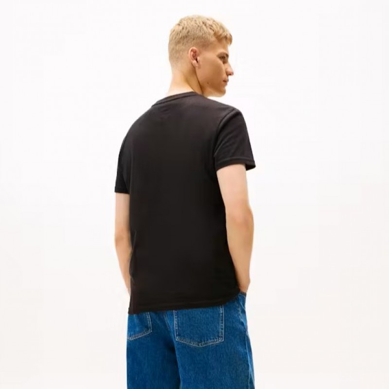 Μπλούζα με κοντό μανίκι TJM Big flag Black Tommy jeans