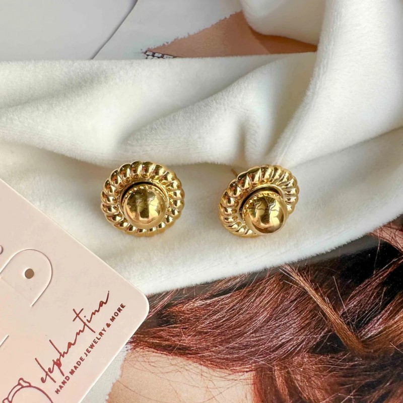 Steel earrings with classic design Golden Elephantina