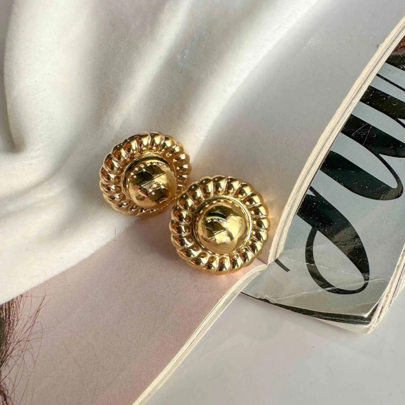 Steel earrings with classic design Golden Elephantina