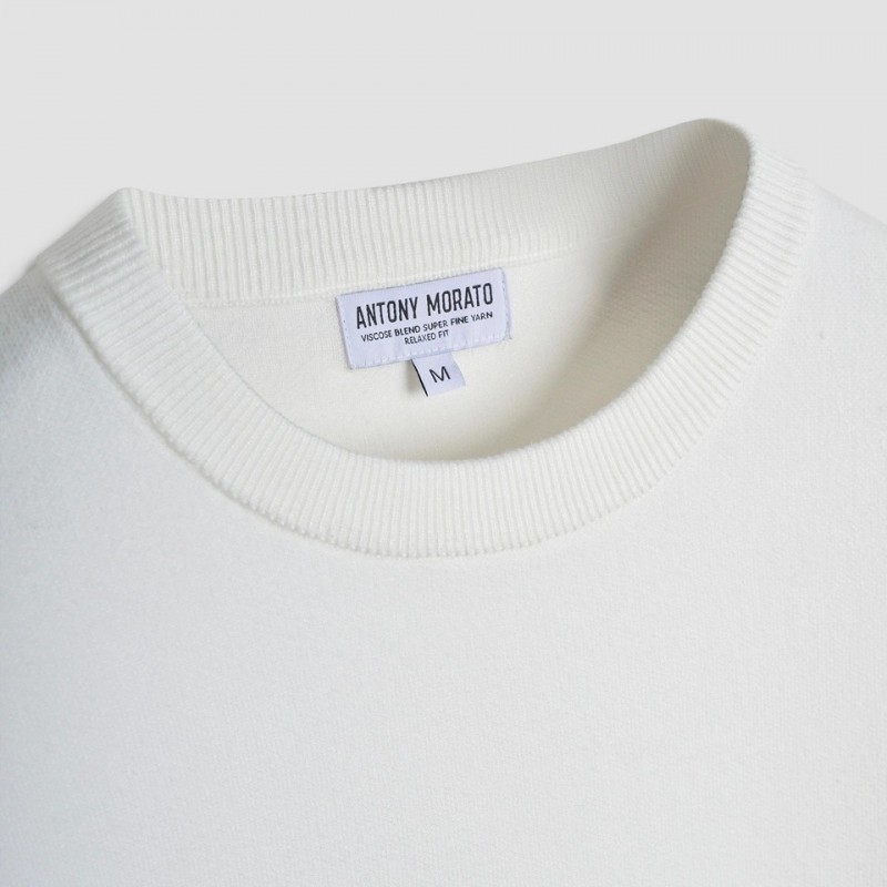 Πουλόβερ ανδρικό viscose relaxed fit White Antony Morato	