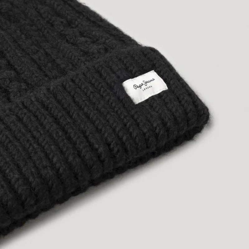 Cable knit hat Francis Black Pepe jeans