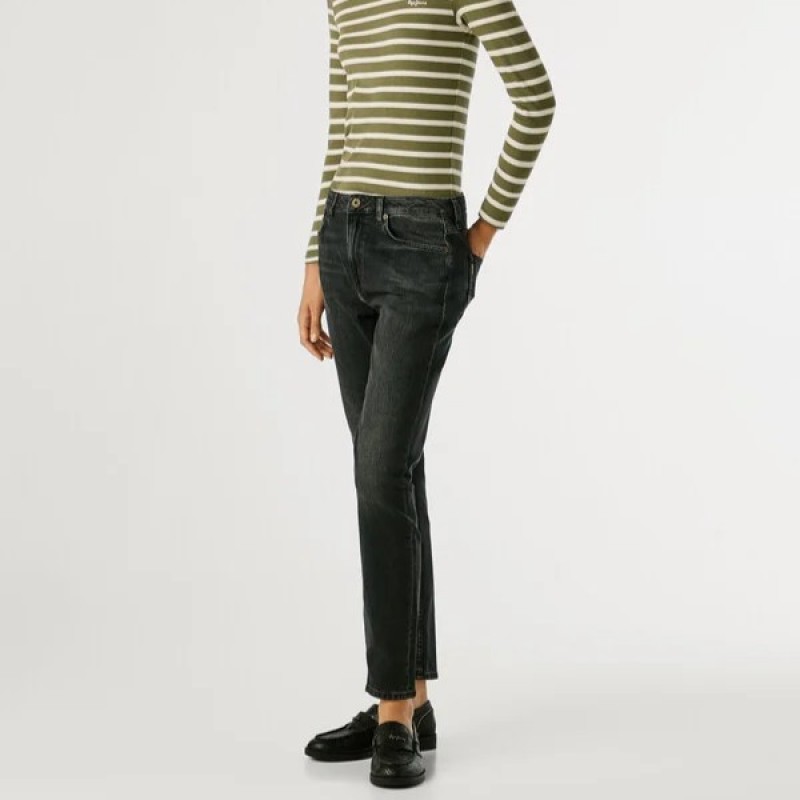 Παντελόνι τζίν high-rise taper fit Violet Black Pepe jeans