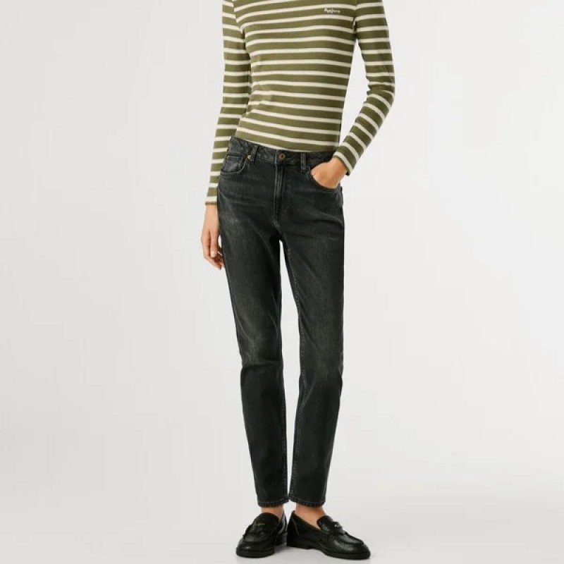 Παντελόνι τζίν high-rise taper fit Violet Black Pepe jeans
