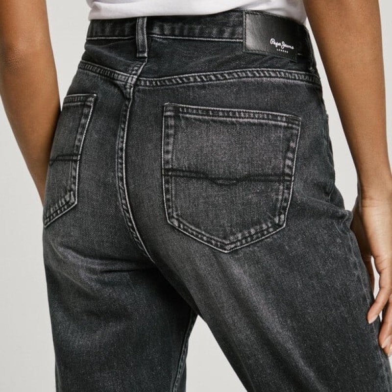 Παντελόνι τζιν High Waist Taper Violet Black Washed Pepe Jeans