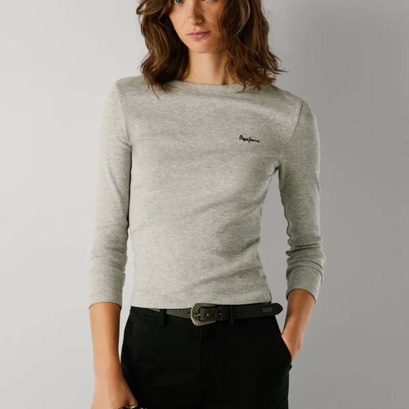 Stretch rib tank top Betina Grey Pepe jeans