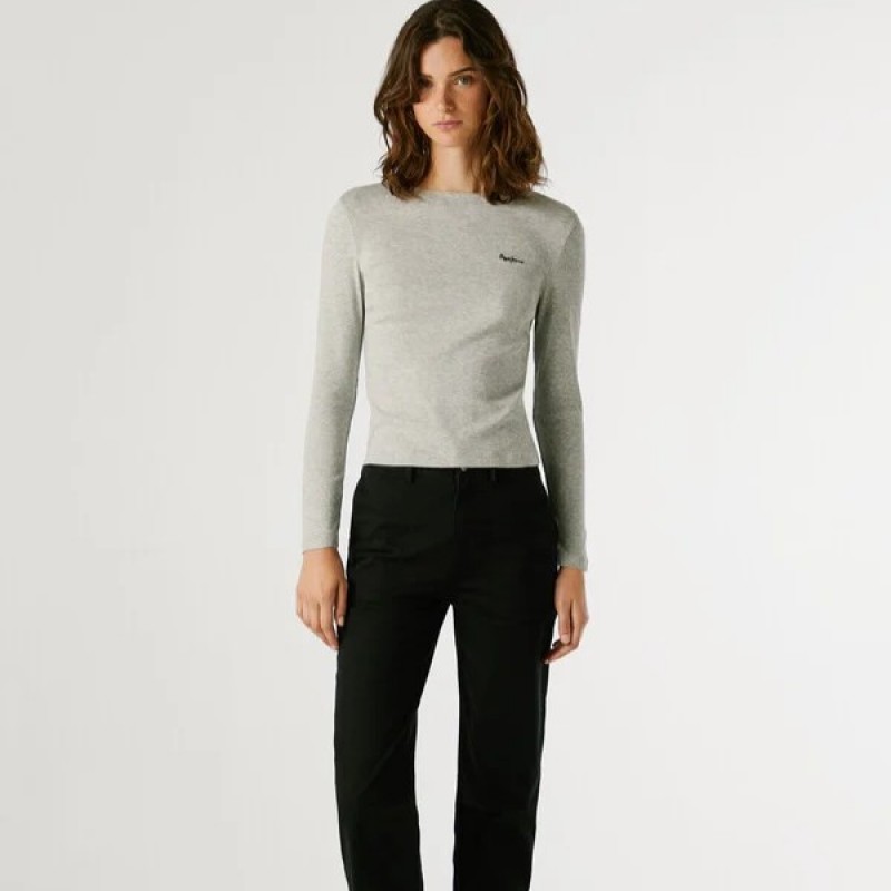 Stretch rib tank top Betina Grey Pepe jeans