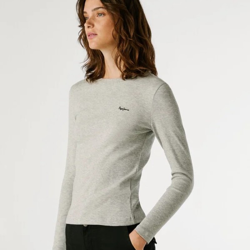 Stretch rib tank top Betina Grey Pepe jeans