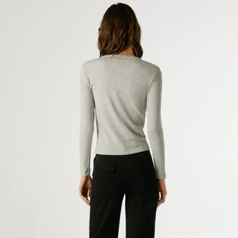 Stretch rib tank top Betina Grey Pepe jeans