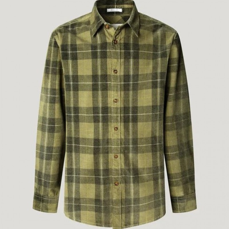 Πουκάμισο regular fit Caster Olive Pepe jeans