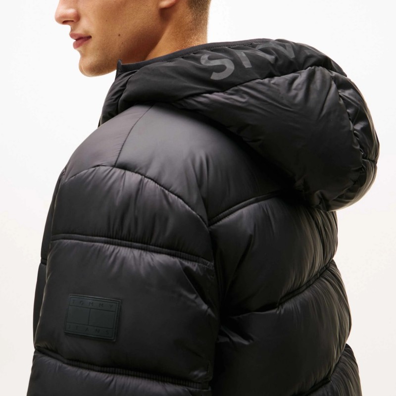 Μπουφάν TJM hooded logo puffer Black Tommy jeans
